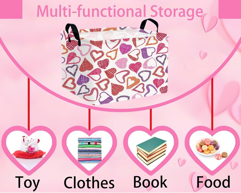 BOOHIT Valentines Day Basket Large Foldable Heart Shaped Storage Box for Gifts Kids Empty Storage Bins Rectangular Toy Organizer Decor (Mosaic Love) - Image 4